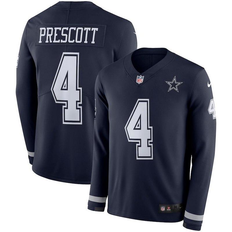 Men's Dak Prescott Black Therma Long Sleeve Player Limited Team Jersey