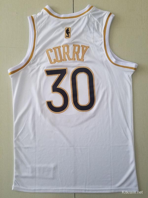 Stephen Curry 30 White Golden Edition Jersey