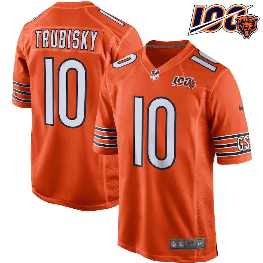 Men's Mitchell Trubisky Orange 100th Season Player Limited Team Jersey