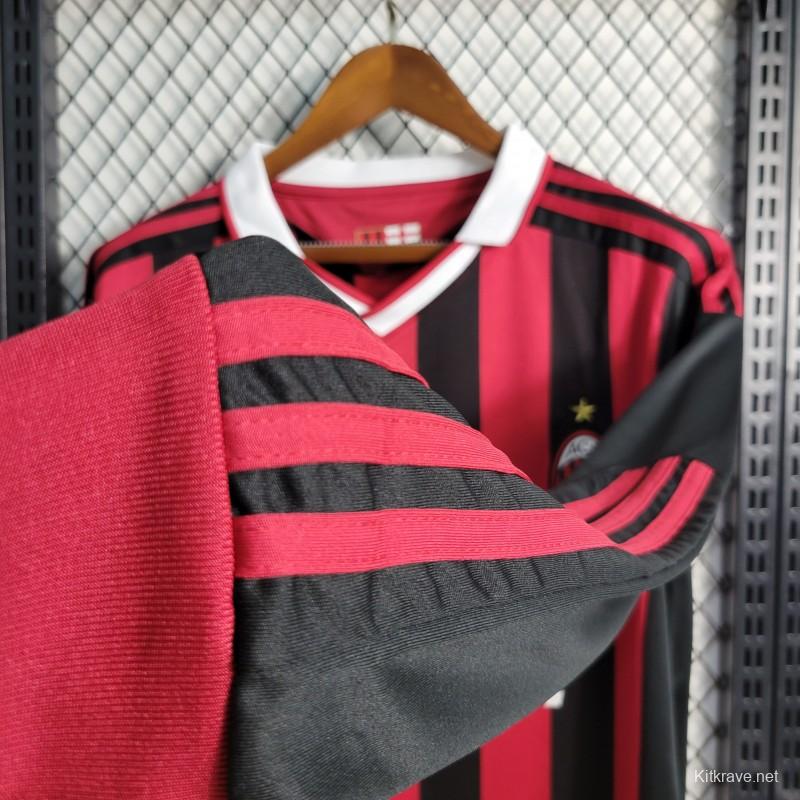 Retro Long Sleeve 2009-10 AC Milan Home Jersey