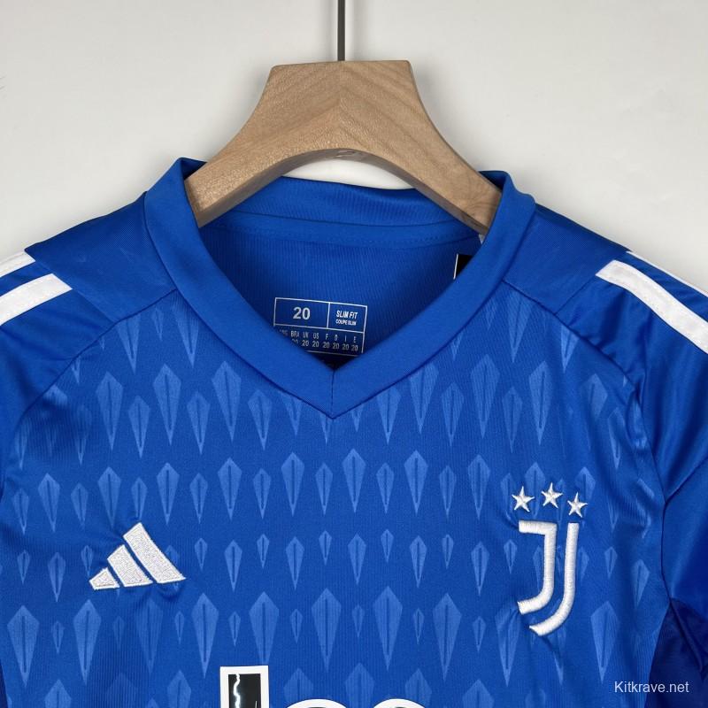 23/24 Kids Goalkeeper Juventus Blue Jersey