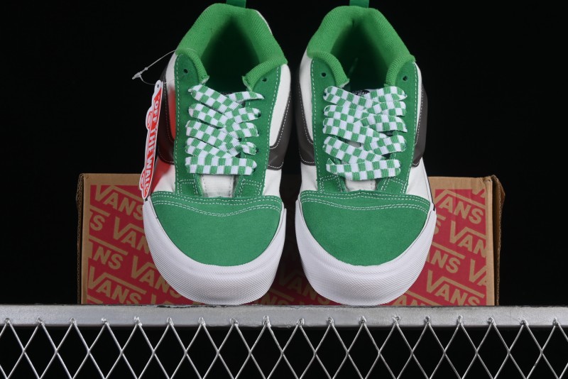 Vans Classics Knu Skool White Green Chunky Tongue Retro Sneakers - VN0009QCV0N