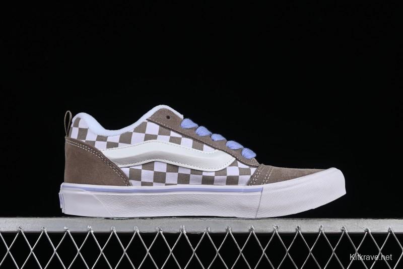 Vans Classics Knu Skool Retro Chunky Sneakers in Light Brown/Lilac Checkerboard - VN0009QC0AK
