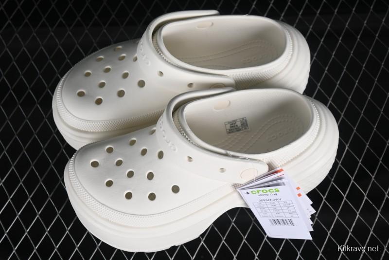 Crocs Classic Clog Retro Beach Sandals with Adjustable Heel Strap and Thick Sole - B.D4