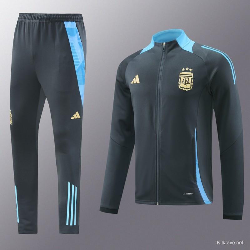 2024 Argentina Black Full Zipper Jacket +Long Pants