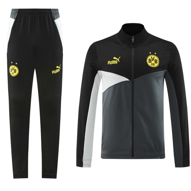 24/25 Borussia Dortmund Grey/Black Full Zipper Jacket +Long Pants