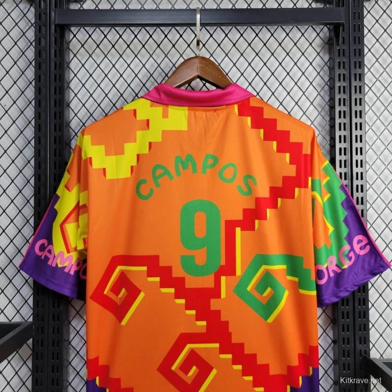 Retro 1995 Mexico CAMPOS 9 Home Orange Jersey