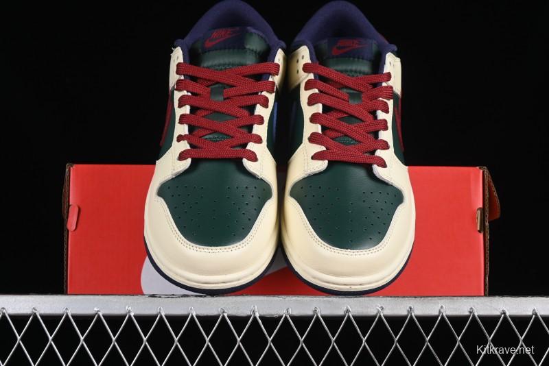 Nike SB Dunk Low Retro Skateboarding Shoes with Gorge Green and Red Swoosh Design - FV8106-361