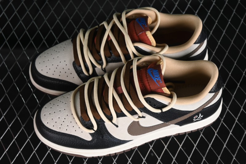 Nike Dunk Low "Mars Stone" Witch Puppet Themed SB Lace-Up Low-Top Casual Sneakers in Black/Mocha Brown - DR9704-200