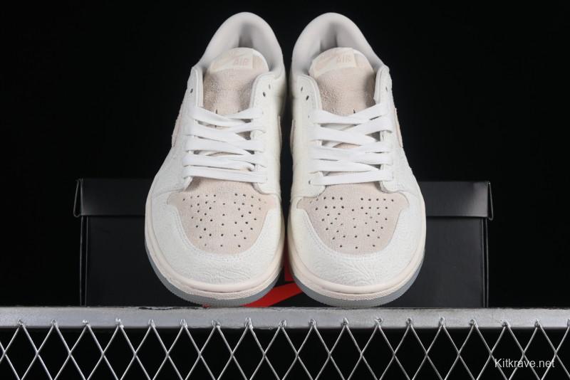 Nike CP3 x Air Jordan 1 Low AJ1 Floral Embossed White Casual Sneakers - FZ0455-200