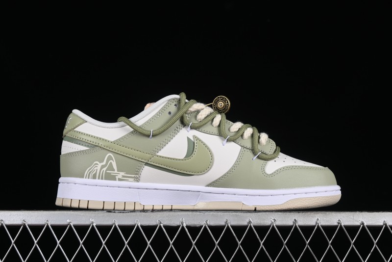 Nike Dunk Low SB Casual Sneakers with Deconstructed Laces and Dragon Well Tea-Inspired Design - DV0831-003