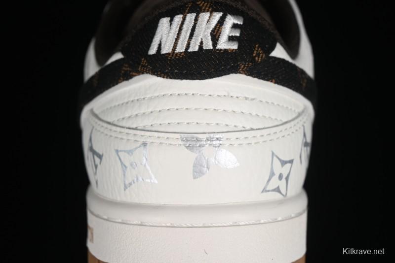 Nike Dunk Low LV Louis Vuitton - Beige Black Denim Anniversary High-End Custom Sneakers - DQ1098-341