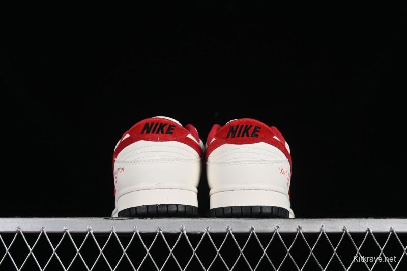 Nike SB Dunk Low LV Collaboration - Beige Black Red Glow in the Dark Anniversary High-End Custom Low-Top Casual Skate Shoes - JH8035-931
