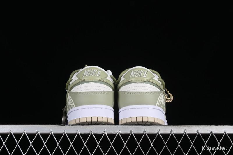 Nike Dunk Low SB Casual Sneakers with Deconstructed Laces and Dragon Well Tea-Inspired Design - DV0831-003