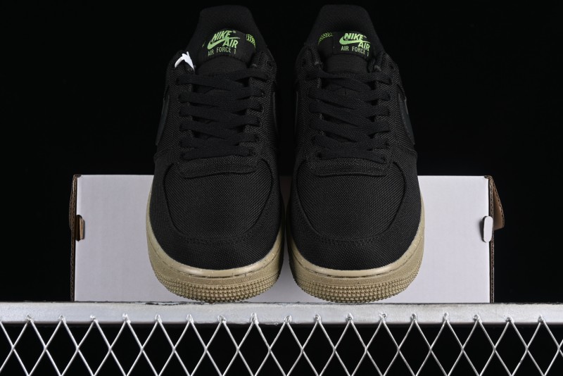 Nike Air Force 1 '07 Low Black Green Canvas Casual Sneakers - FJ4160-001