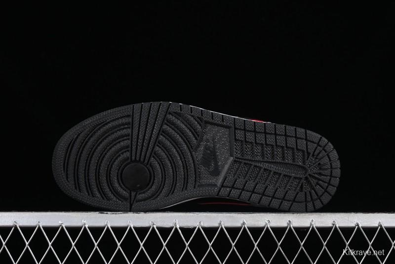 Nike Air Jordan 1 Low AJ1 Basketball Shoes in Grey Black with Red Swoosh - FZ4183-002