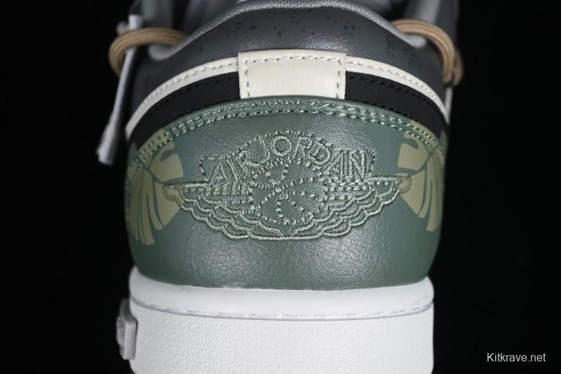 Nike Air Jordan 1 Low Customized Panda Mischief Jungle Adventure Casual Sneakers - 553558-040