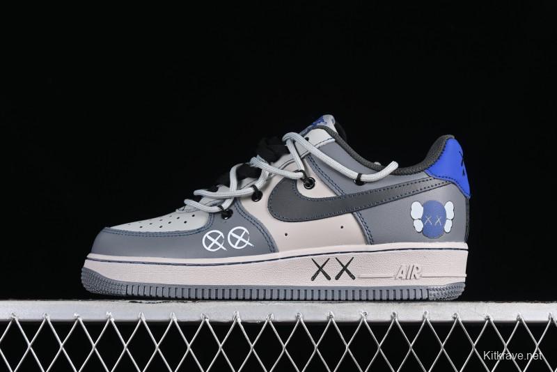 Nike Air Force 1 '07 Low Custom Strap Casual Sneakers with Kaws Collaboration - KS6869-333