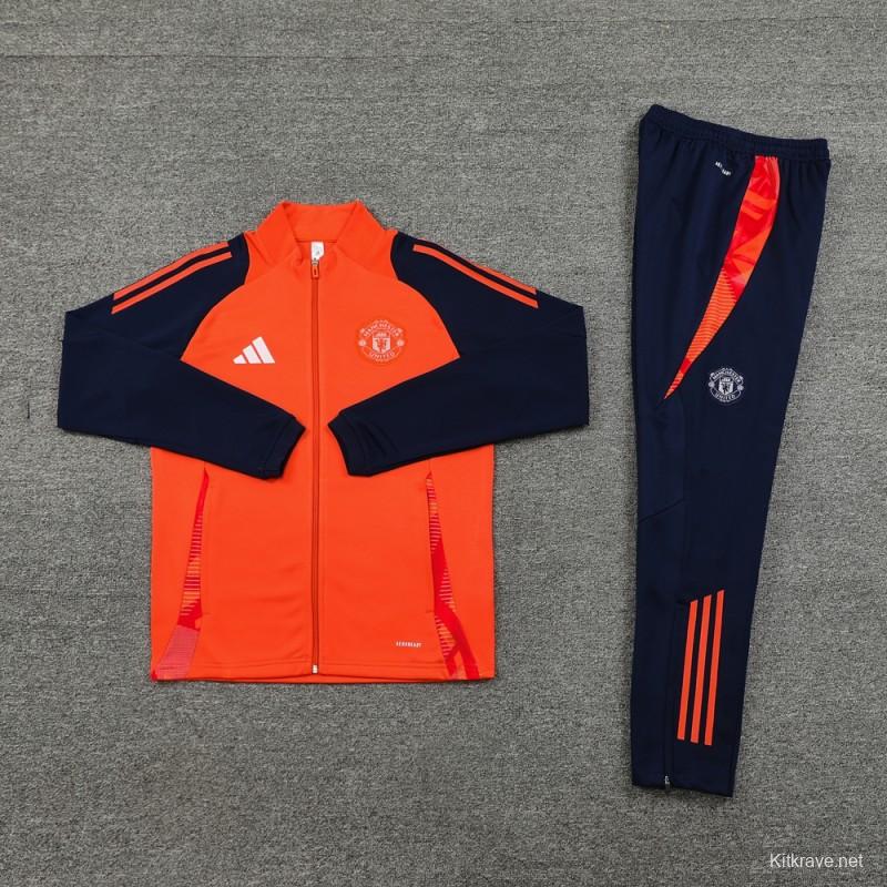 24/25 Manchester United Orange Full Zipper Jacket +Long Pants