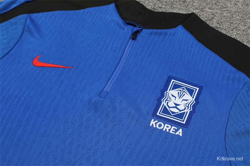 2024 South Korea Blue Half Zipper Jacket+Long Pants