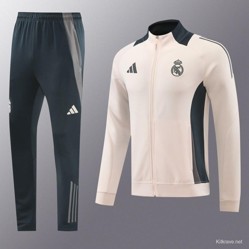 24/25 Real Madrid Pink/Black Full Zipper Jacket +Long Pants
