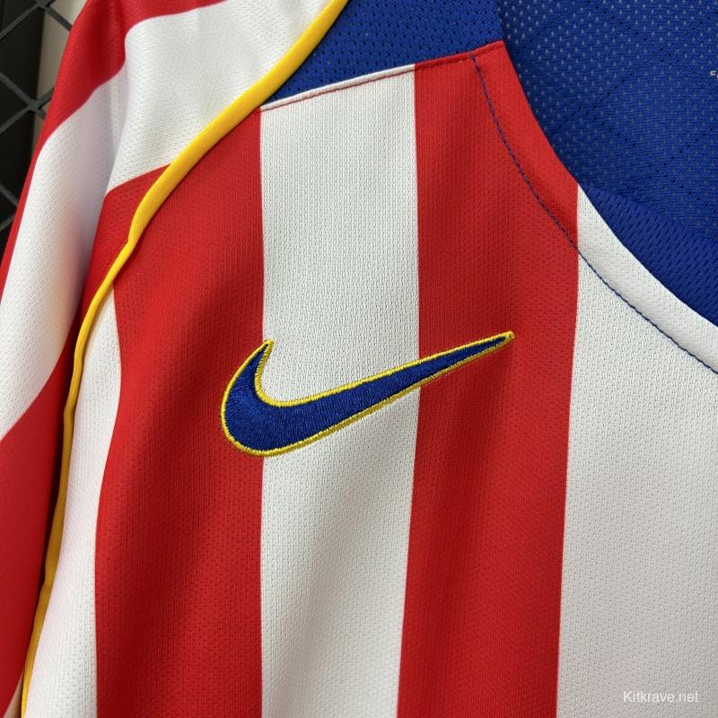 Retro 04/05 Long Sleeve Atletico Madrid Home Jersey