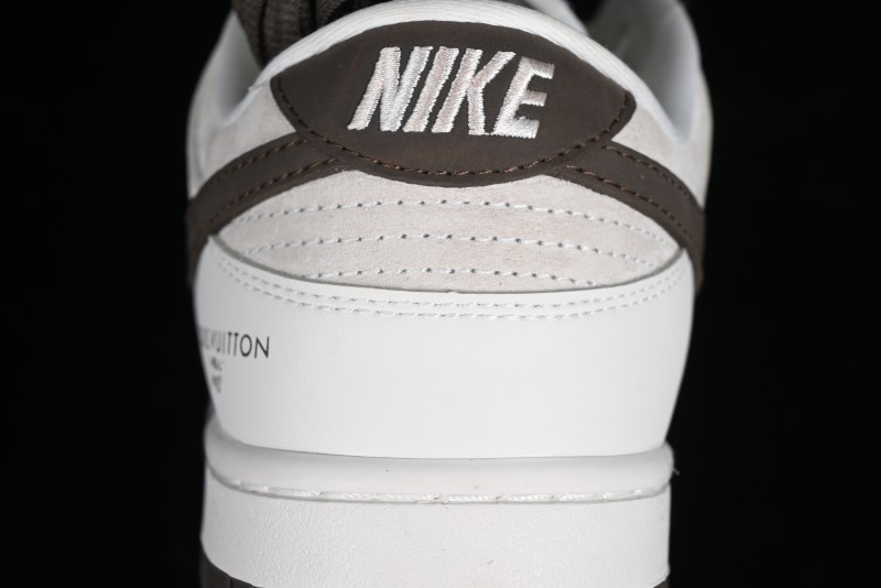 Nike SB Dunk Low LV Collaboration Anniversary Edition Premium Custom Suede Brown Swoosh Low-Top Casual Skate Shoes - LV6188-001