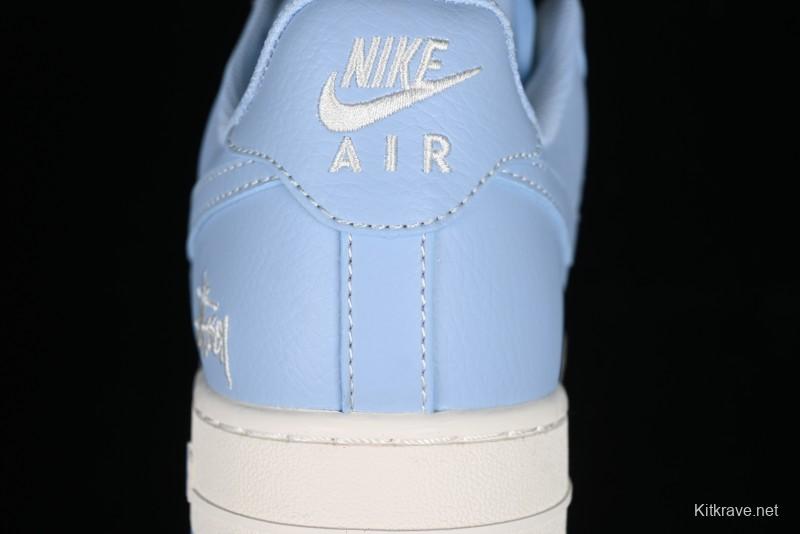 Nike Air Force 1 '07 Low Stussy Collaboration - Sky Blue Low-Top Casual Sneakers - BB9599-201