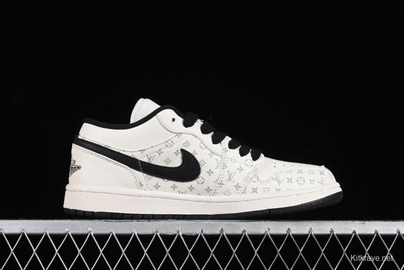 Nike Air Jordan 1 Low LV Collaboration - Printed Knight High-End Custom Low-Top Culture Basketball Shoes SJ9950-005