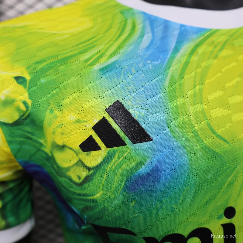 25/26 Player Version Real Madrid Limited Edition Goalkeeper Jersey - Emirates Neon Yellow Marble Design