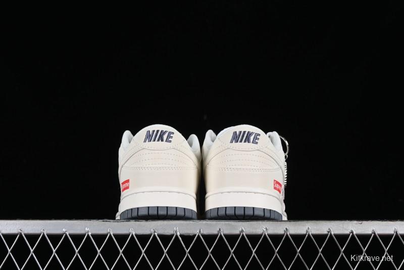 Nike SB Dunk Low Supreme Collaboration - Double Swoosh Anniversary Customized Low-Top Casual Sneakers - BB8675-105