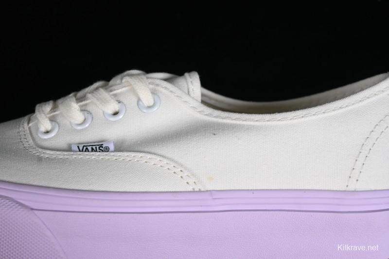 Vans Authentic White Purple Canvas Skate Shoes - VN0009PVCGX