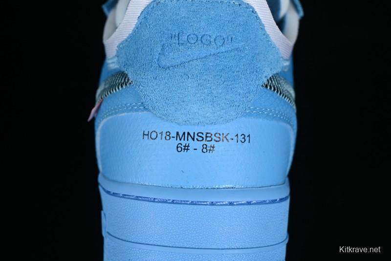Nike Off White x Air Force 1 Low OW Collaboration Transparent Blue Casual Sneakers - AO4606-400