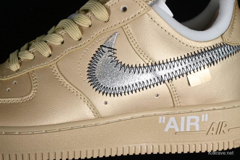 Off-White x Nike Air Force 1 '07 Low "Metal Gold" Casual Sneakers - DX1419-900