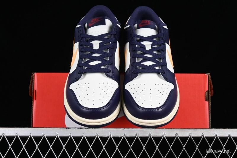 Nike Dunk Low Retro SB Skateboarding Shoes in Navy Blue with Purple Gold White Colorway - FV8106-181