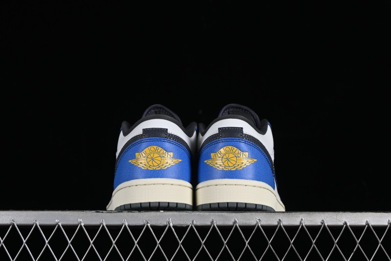 Nike Air Jordan 1 Low Flight Vintage Casual Sneakers with Distressed White-Blue Design - FV8439-104