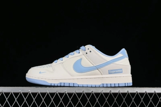 Nike SB Dunk Low Supreme Collaboration - Sky Blue Canvas Anniversary Custom Low-Top Casual Skate Shoes - BB6698-513
