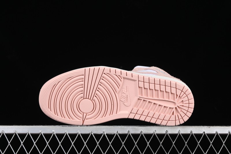 Nike Air Jordan AJ1 Mid Basketball Shoes in White Pink - FN7432-161
