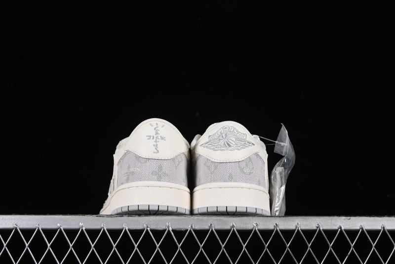 Nike Travis Scott x Fragment Design x Jordan Air Jordan 1 Low OG SP AJ1 LV Grey Denim Culture Casual Sneakers - LJ5188-004