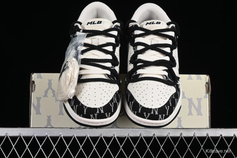 Nike SB Dunk Low MLB Strap Collaboration - Black Denim Print Anniversary Custom Low-Top Casual Sneakers - SJ2068-251