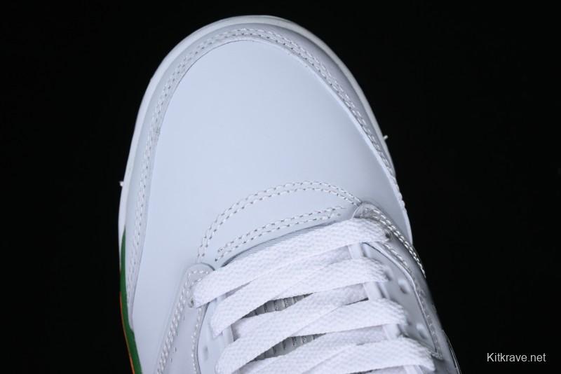 Nike Air Jordan 5 Retro Low AJ5 Sneakers in Football Grey with Vivid Orange and Pine Green Accents - FQ1293-018