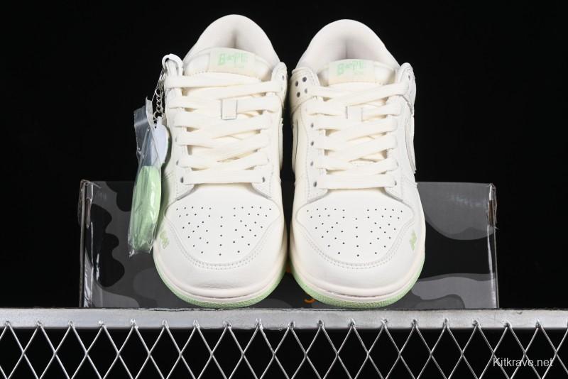 Nike SB Dunk Low Bape Collaboration - Apple Green Anniversary High-End Custom Low-Top Casual Skate Shoes - CF3688-010