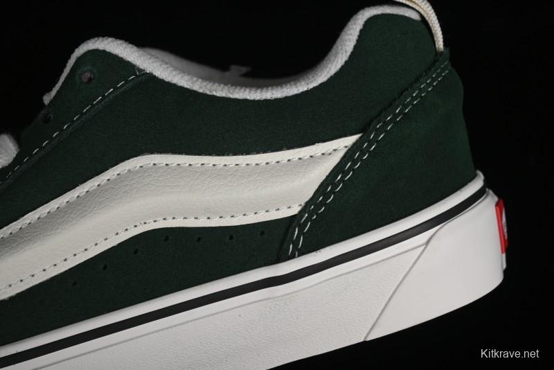 Vans Knu-Skool High Street American Retro Canvas Skate Shoes in Black Green - VN000CSQW3Z