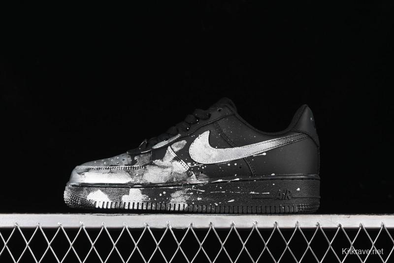 Nike Air Force 1 '07 Low Graffiti Black Silver Anime Hand-Painted Casual Sneakers - CW2288-012