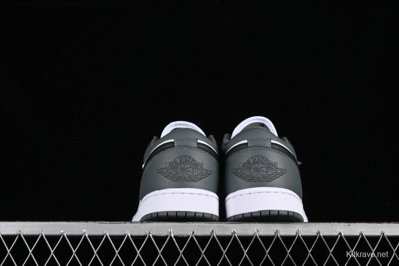 Nike Air Jordan 1 Low AJ1 Black Grey Low-Top Lifestyle Basketball Shoes - 553560-152