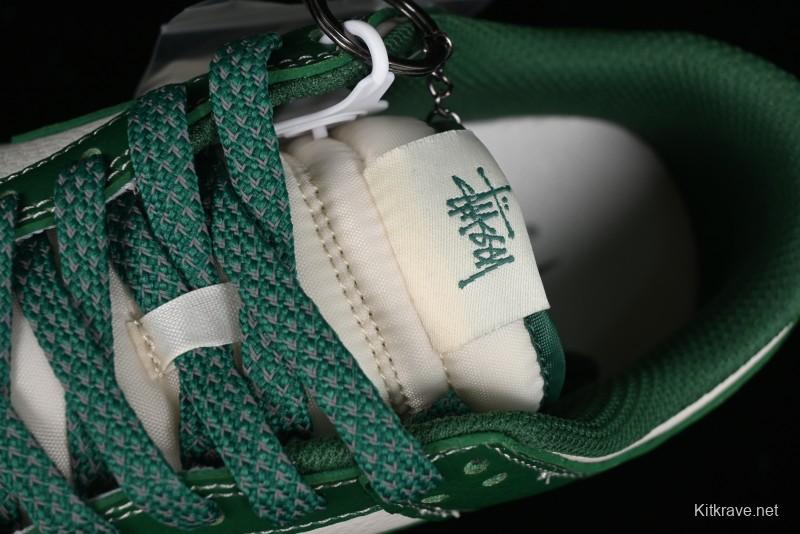 Nike SB Dunk Low Stussy Collaboration - Dark Green Anniversary Custom Low-Top Casual Skate Shoes - BB9898-005