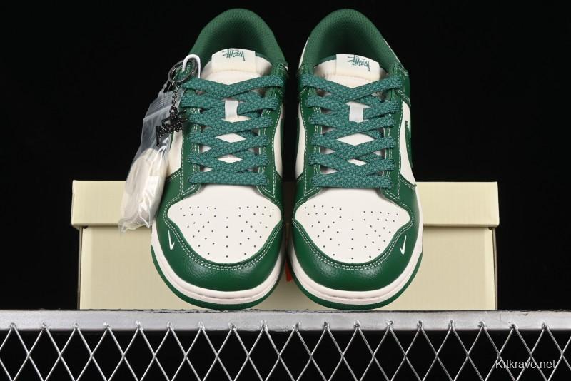Nike SB Dunk Low Stussy Collaboration - Dark Green Anniversary Custom Low-Top Casual Skate Shoes - BB9898-005