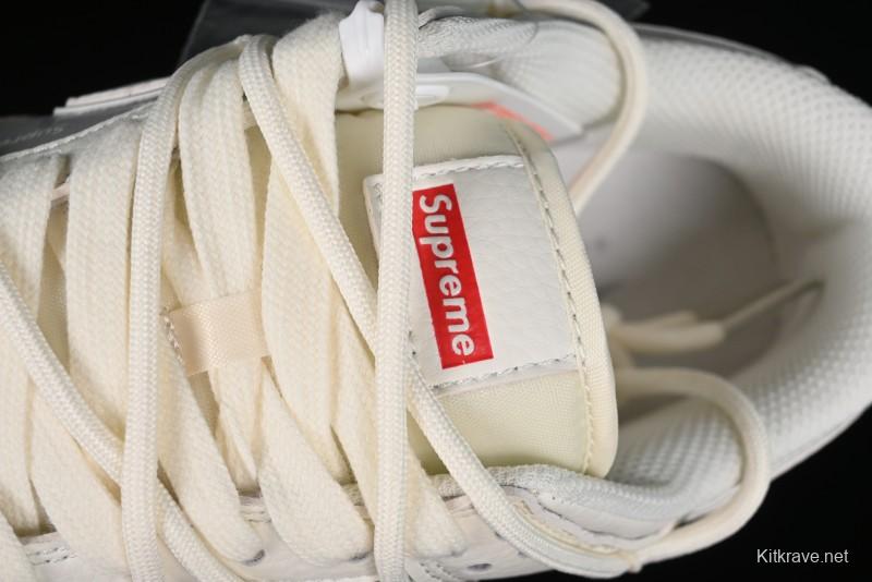 Nike SB Dunk Low Supreme Collaboration - Beige White Fox Lettering Anniversary High-End Custom Low-Top Casual Skate Shoes - JJ5688-106