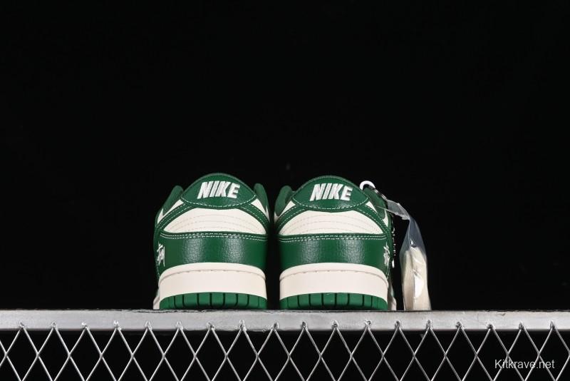 Nike SB Dunk Low Stussy Collaboration - Dark Green Anniversary Custom Low-Top Casual Skate Shoes - BB9898-005