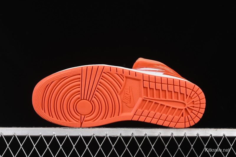 Nike Air Jordan 1 Mid Basketball Shoes in White and Orange Colorway - BQ6472-108